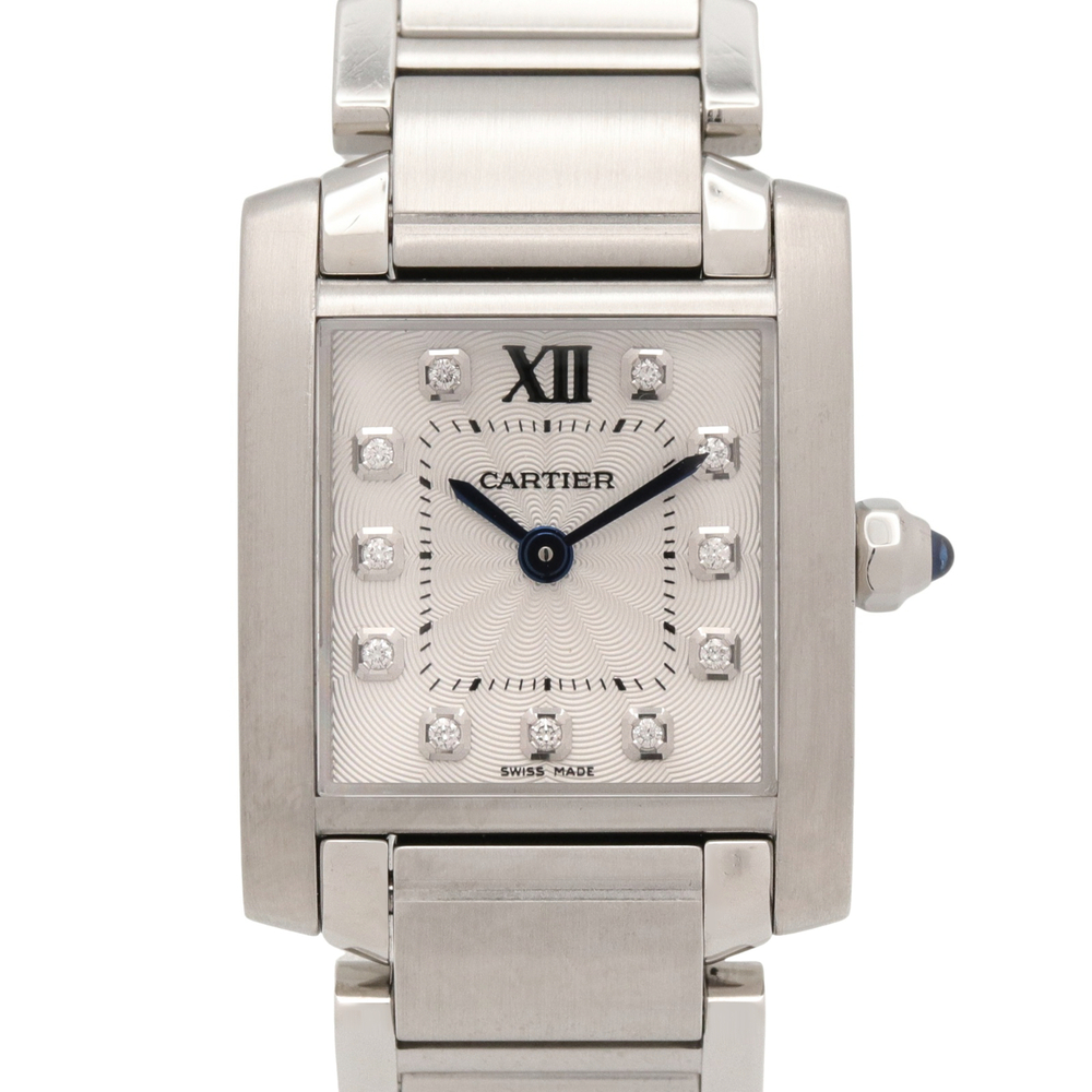 Cartier Tank Française SM 11-Diamond Watch, Stainless Steel, Silver Tone, Lad...